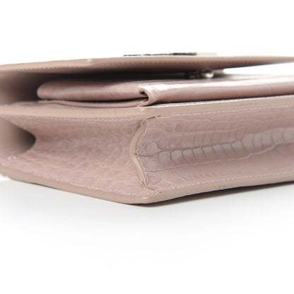 Saint Laurent Calfskin Crocodile Embossed Monogram Sunset Chain Wallet Marble Pink 9 of 12