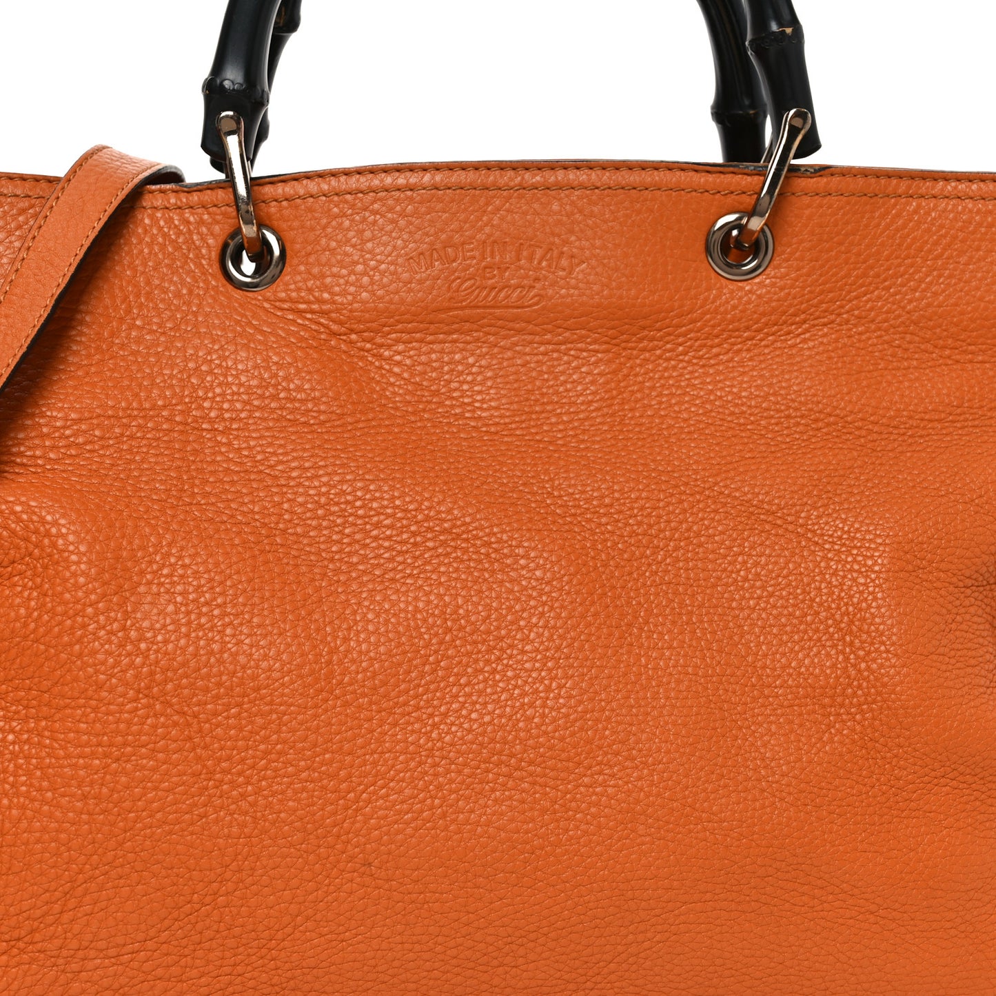 Cellarius Calfskin Large Bamboo Shopper Tote Orange