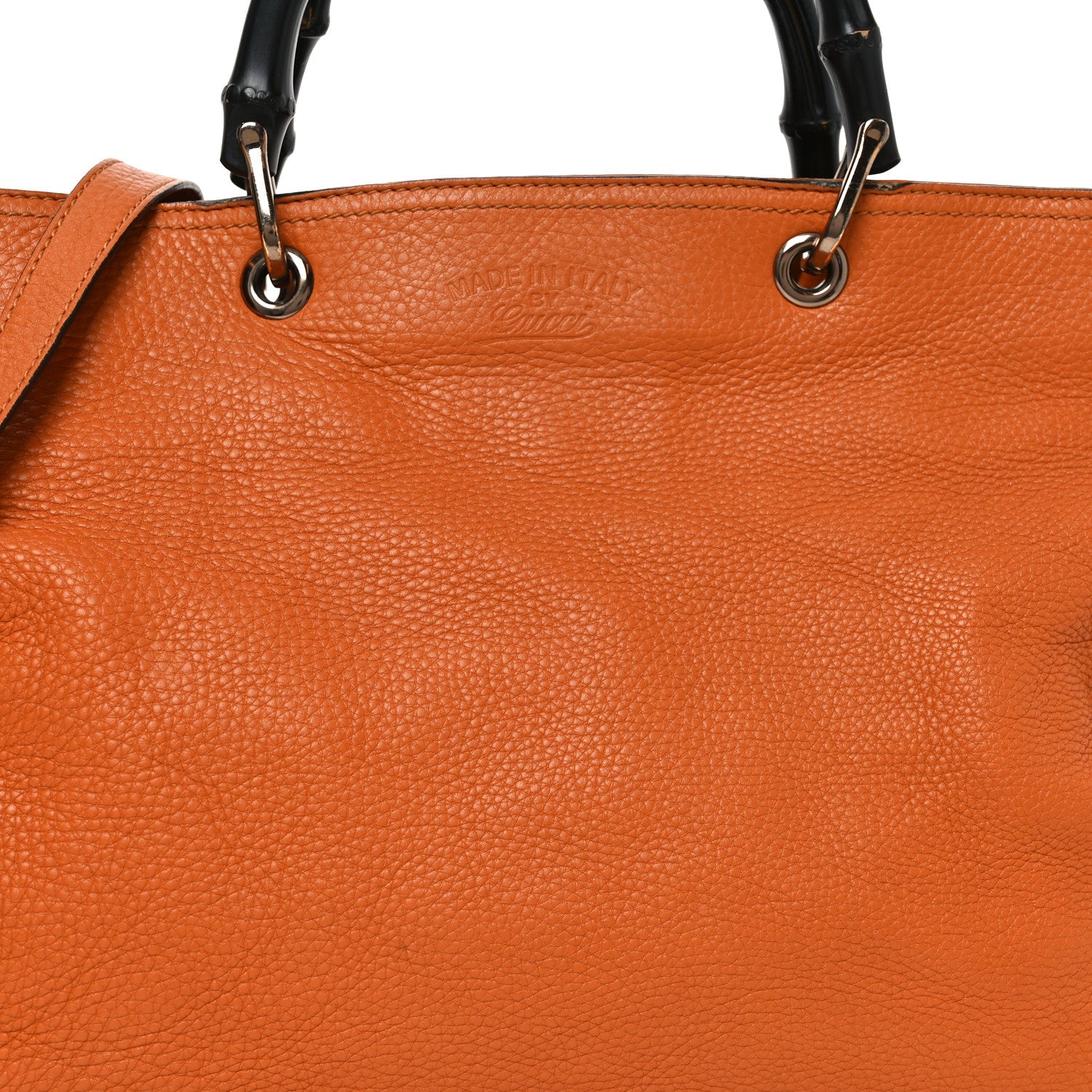 Gucci Cellarius Calfskin Large Bamboo Shopper Tote Orange 8 of 11