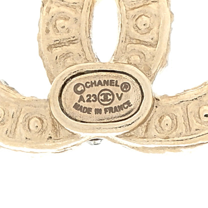 Chanel Metal Graduated Pearl Crystal CC Earrings Light Gold 4 of 4