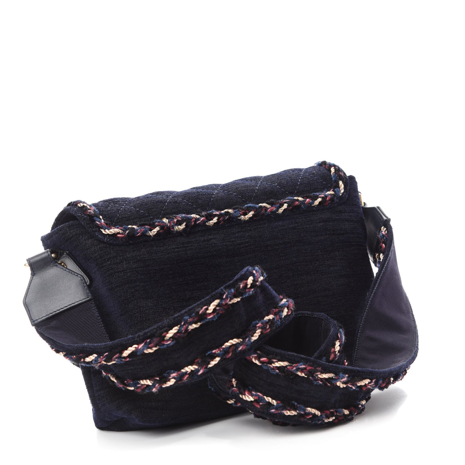Chanel Wool Velvet Quilted Parisian Stroll Messenger Navy 3 of 10