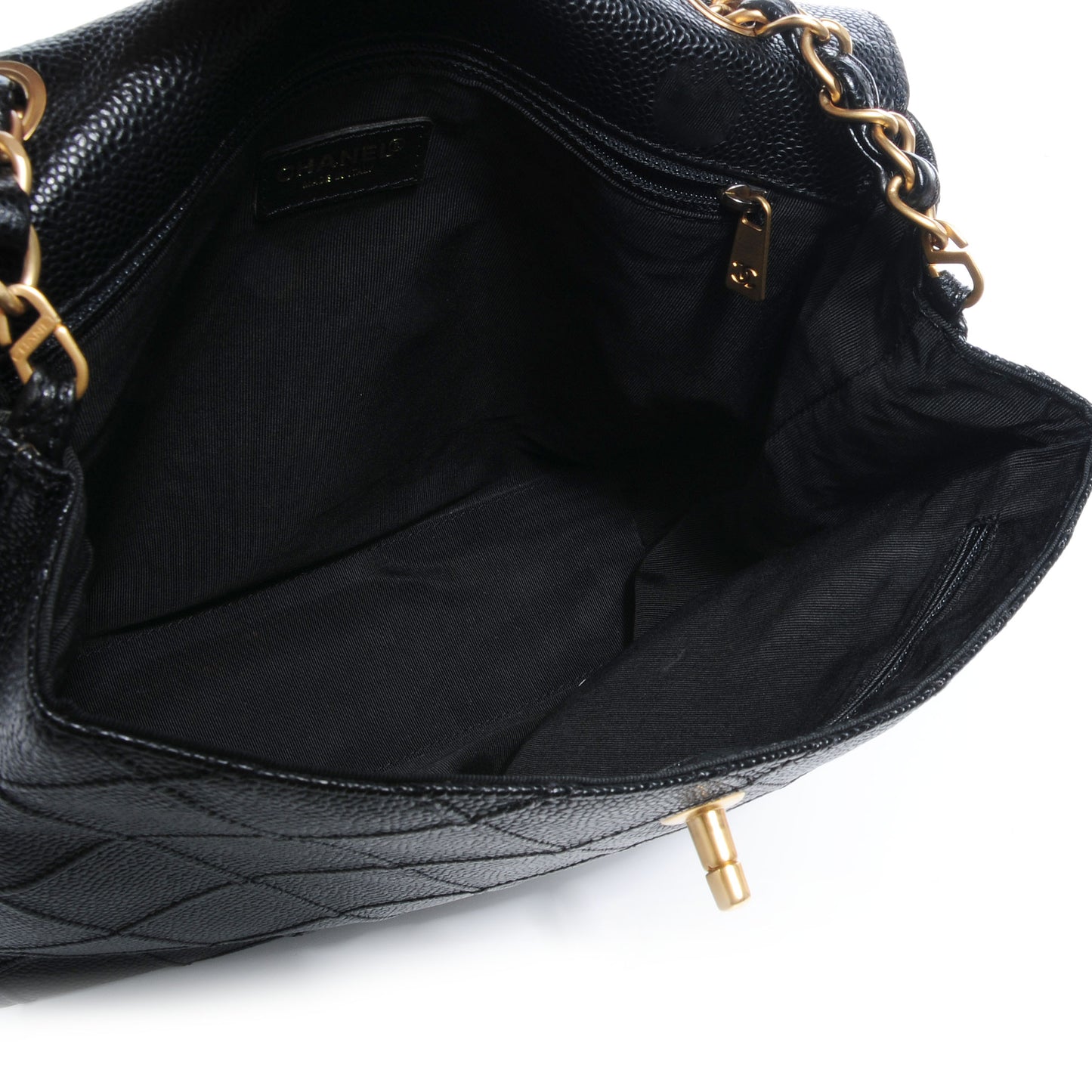 Caviar Diamond Stitched Shoulder Bag Black