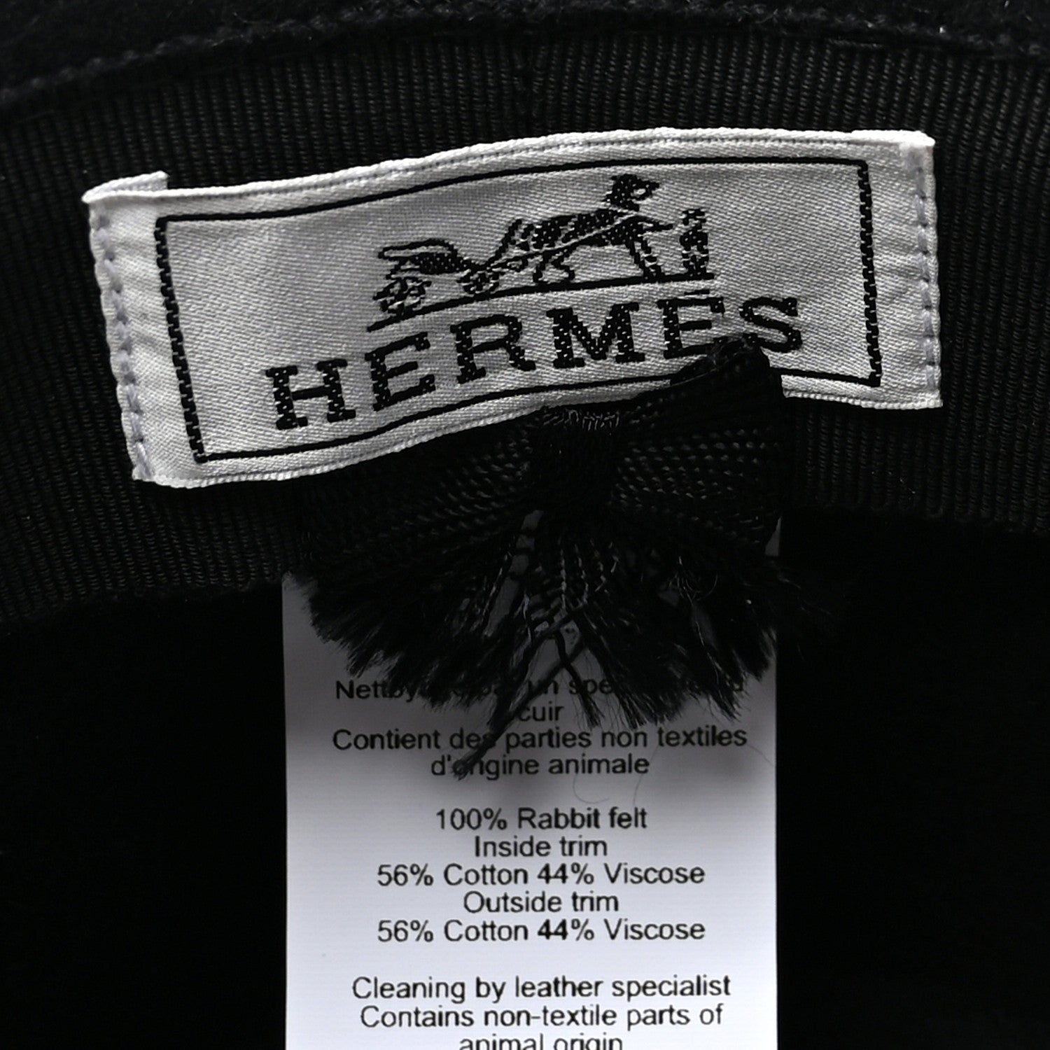 Hermes Rabbit Felt Farrah Clou de Selle Hat 56 Black 8 of 8