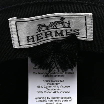 Hermes Rabbit Felt Farrah Clou de Selle Hat 56 Black 8 of 8