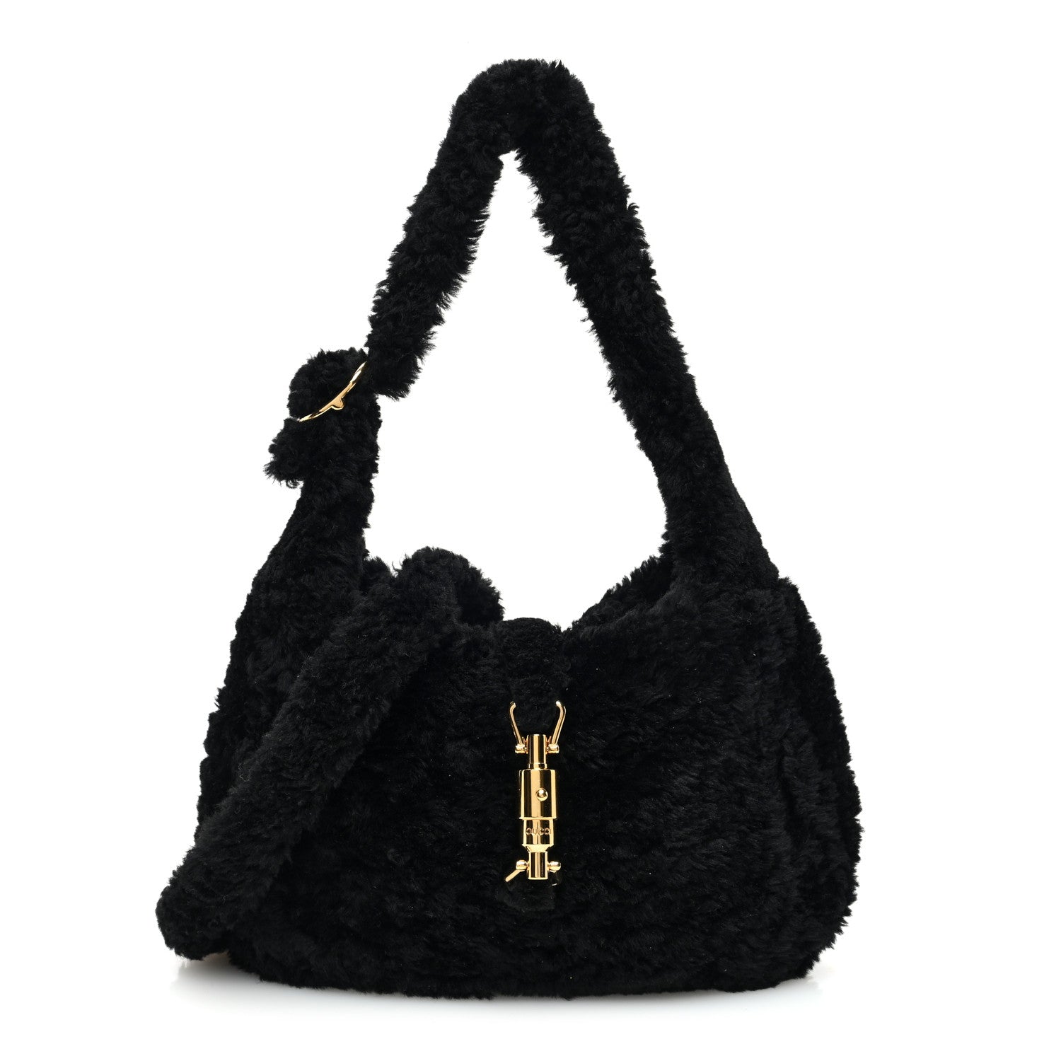 Gucci Shearling Small Jackie 1961 Shoulder Bag Black 1 of 10