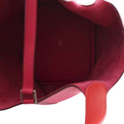 Hermes Taurillon Clemence Swift Eclat Picotin Lock 22 MM Rose Mexico Rouge De Coeur 5 of 10