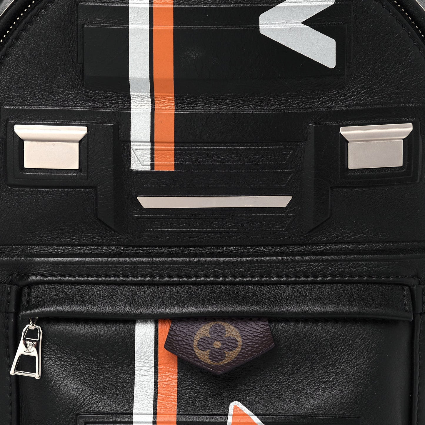 Lambskin Spaceship Embossed Palm Springs Backpack PM Black