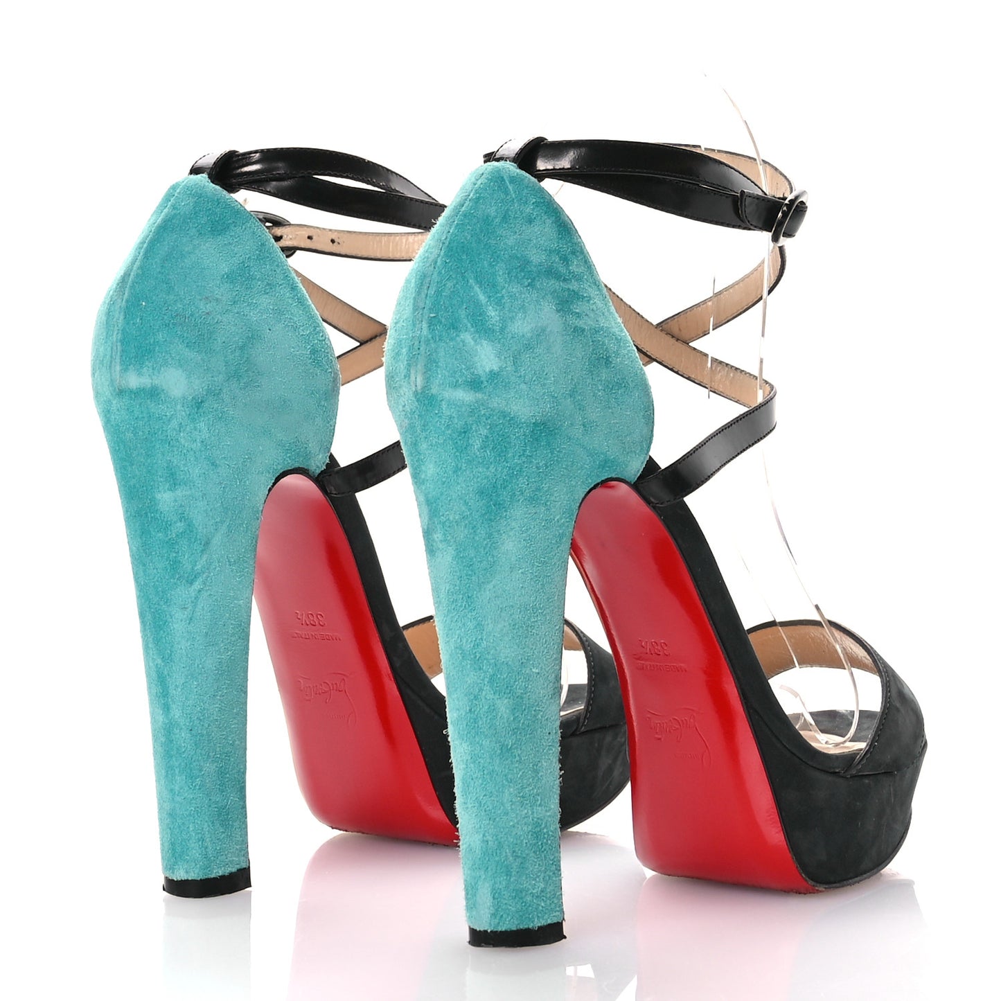 Velour Calfskin Summerissima 140 Sandals 38.5 Blue Black
