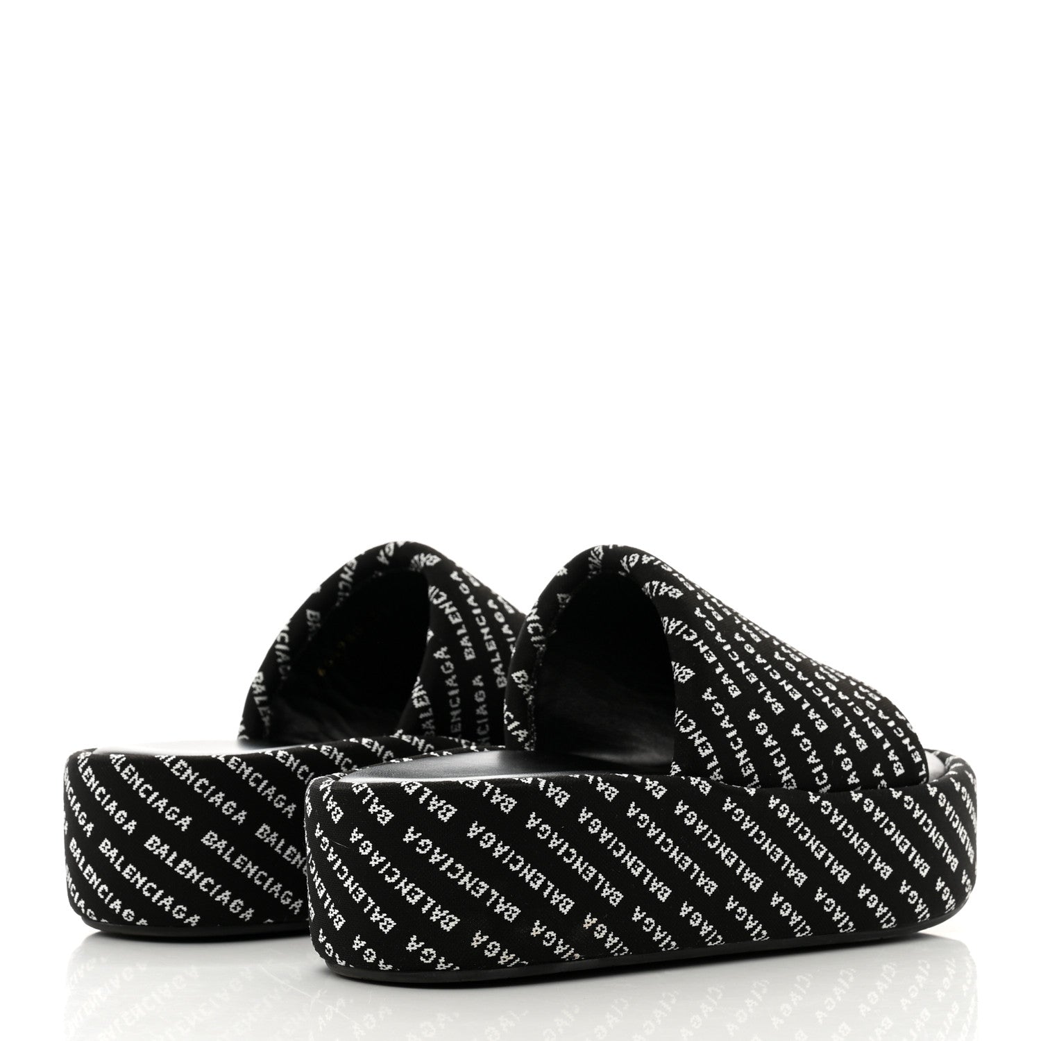 Balenciaga Jacquard Allover Logo Rise Platform Sandals 36 Black White 4 of 8