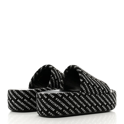Balenciaga Jacquard Allover Logo Rise Platform Sandals 36 Black White 4 of 8