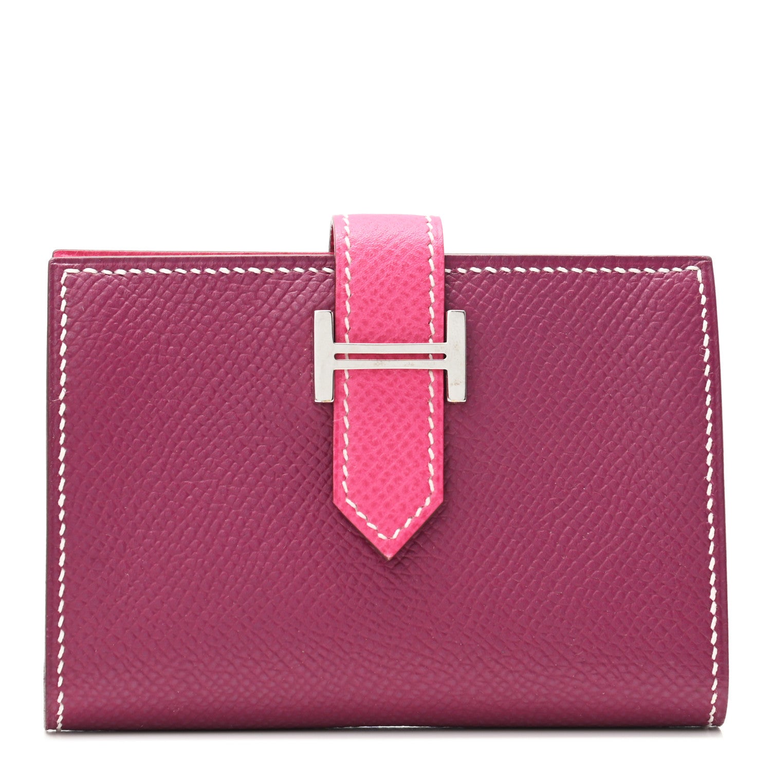 Hermes Epsom Bi-Color Bearn Card Holder Wallet Tosca Rose Tyrien 1 of 7