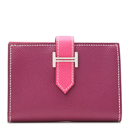 Hermes Epsom Bi-Color Bearn Card Holder Wallet Tosca Rose Tyrien 1 of 7