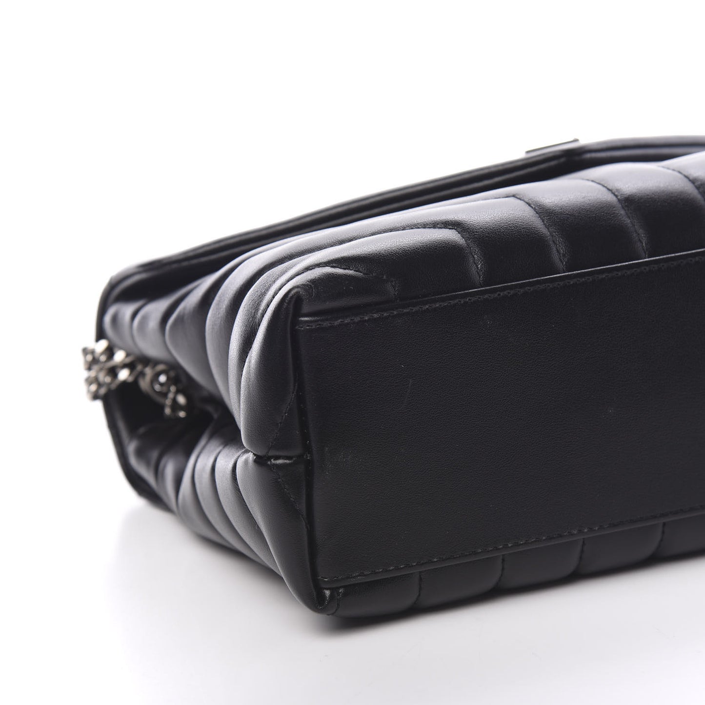 Calfskin Y Quilted Monogram Small Loulou Chain Satchel Black