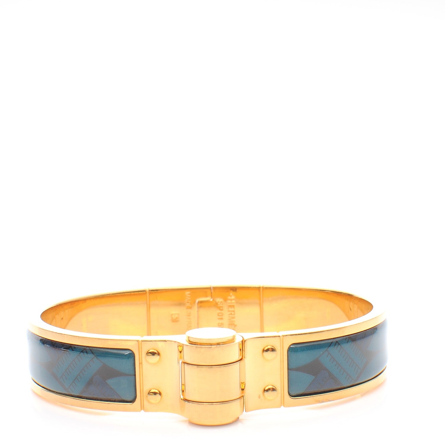 Hermes Enamel Printed Narrow Hinged Bracelet S 1 of 8