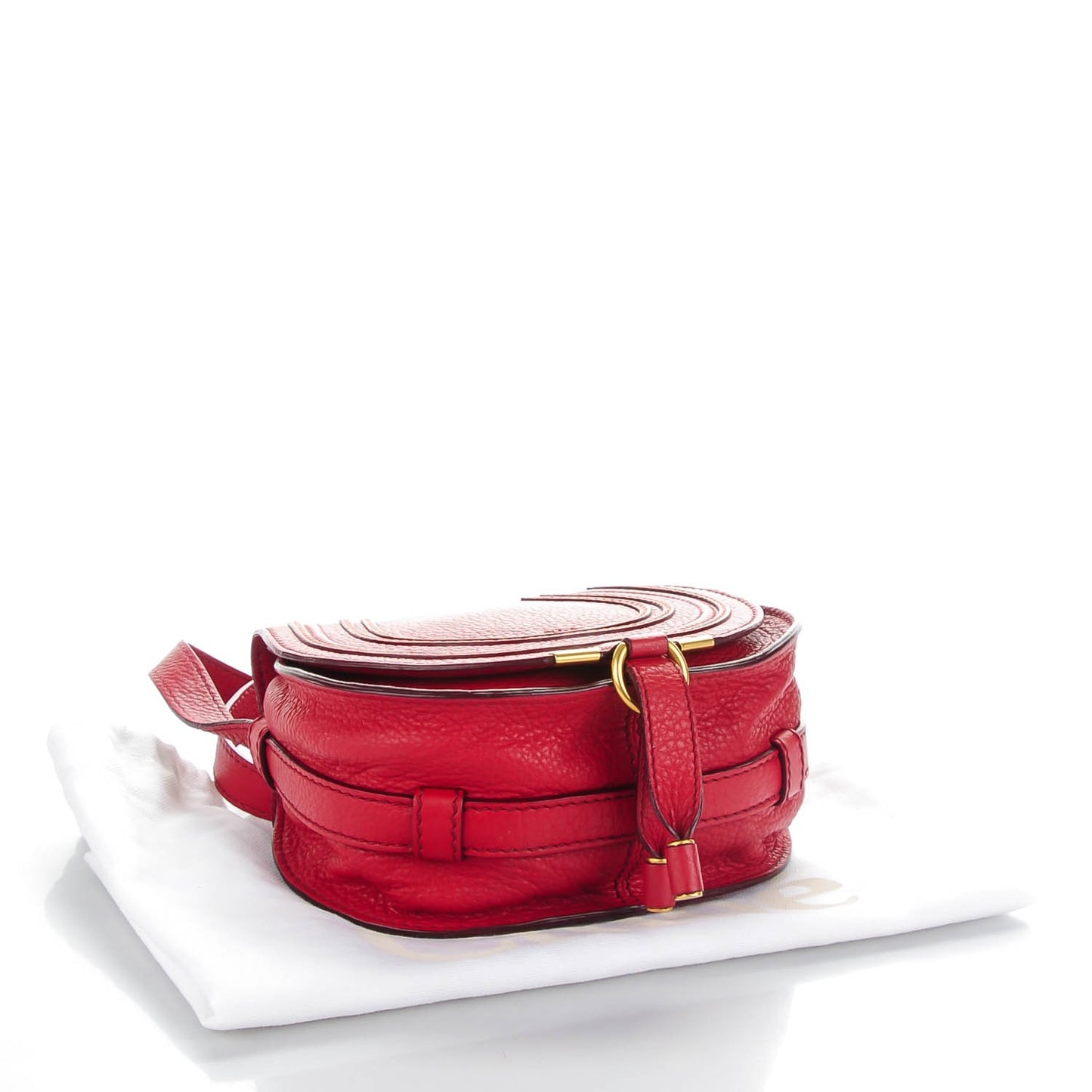 Calfskin Mini Marcie Round Crossbody Bag Red