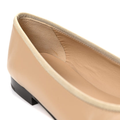 Chanel Lambskin Cap Toe CC Ballerina Flats 37 Beige Black 11 of 12