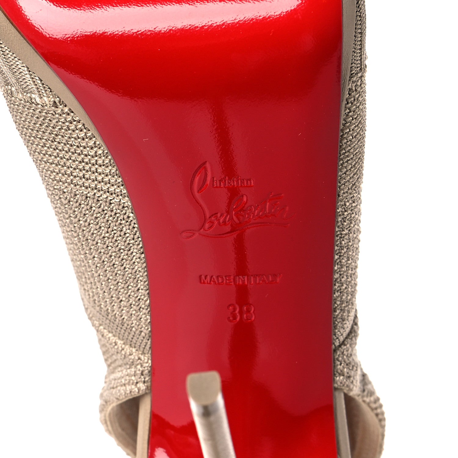 Christian Louboutin Maille Tricot Nappa Cheminene 120 Sock Ankle Boots 38 Beige 6 of 7