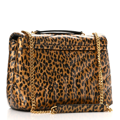 Saint Laurent Calfskin Y Quilted Monogram Small Loulou Chain Satchel Leopard 3 of 9