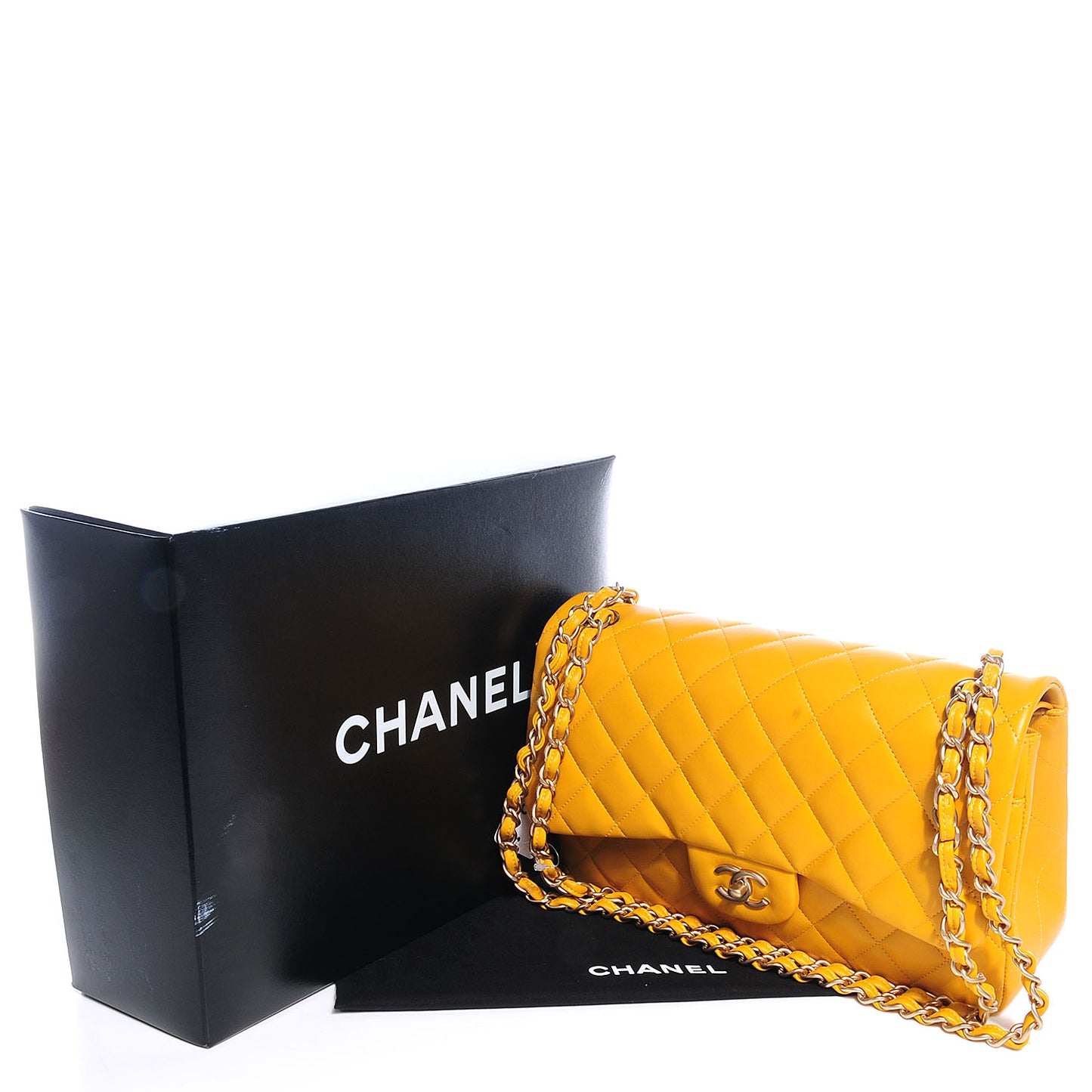Lambskin Jumbo Double Flap Yellow