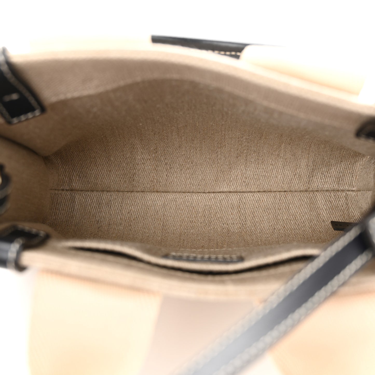 Linen Calfskin Small Woody Ribbon Tote White Black