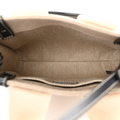 Chloe Linen Calfskin Small Woody Ribbon Tote White Black 6 of 11