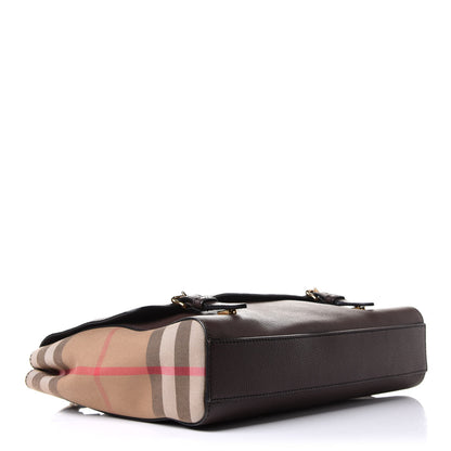 Burberry Grainy Calfskin House Check Ethan Satchel Oak Brown 4 of 13