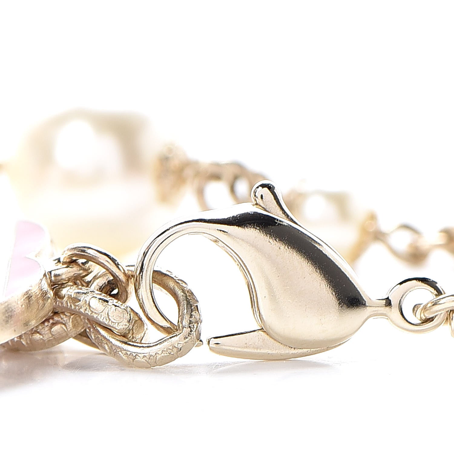 Chanel Beaded Crystal CC Bracelet Pink Gold 4 of 6