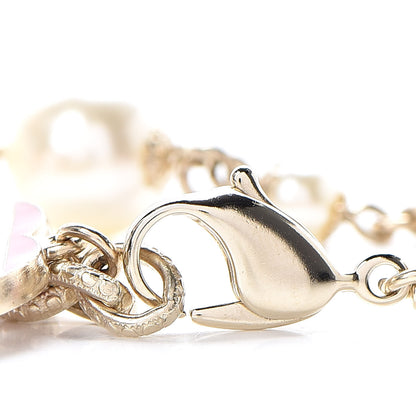 Chanel Beaded Crystal CC Bracelet Pink Gold 4 of 6