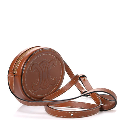 Celine Smooth Calfskin Cuir Small Triomphe Oval Crossbody Purse Tan 3 of 11
