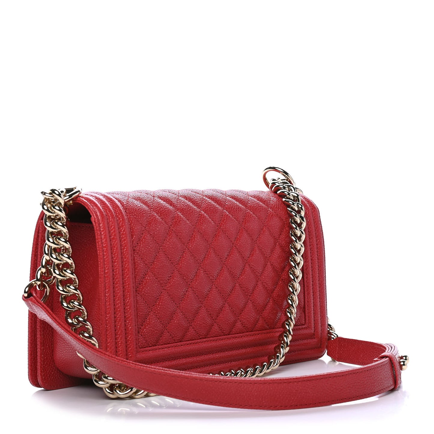 Caviar Quilted Medium Boy Flap Red
