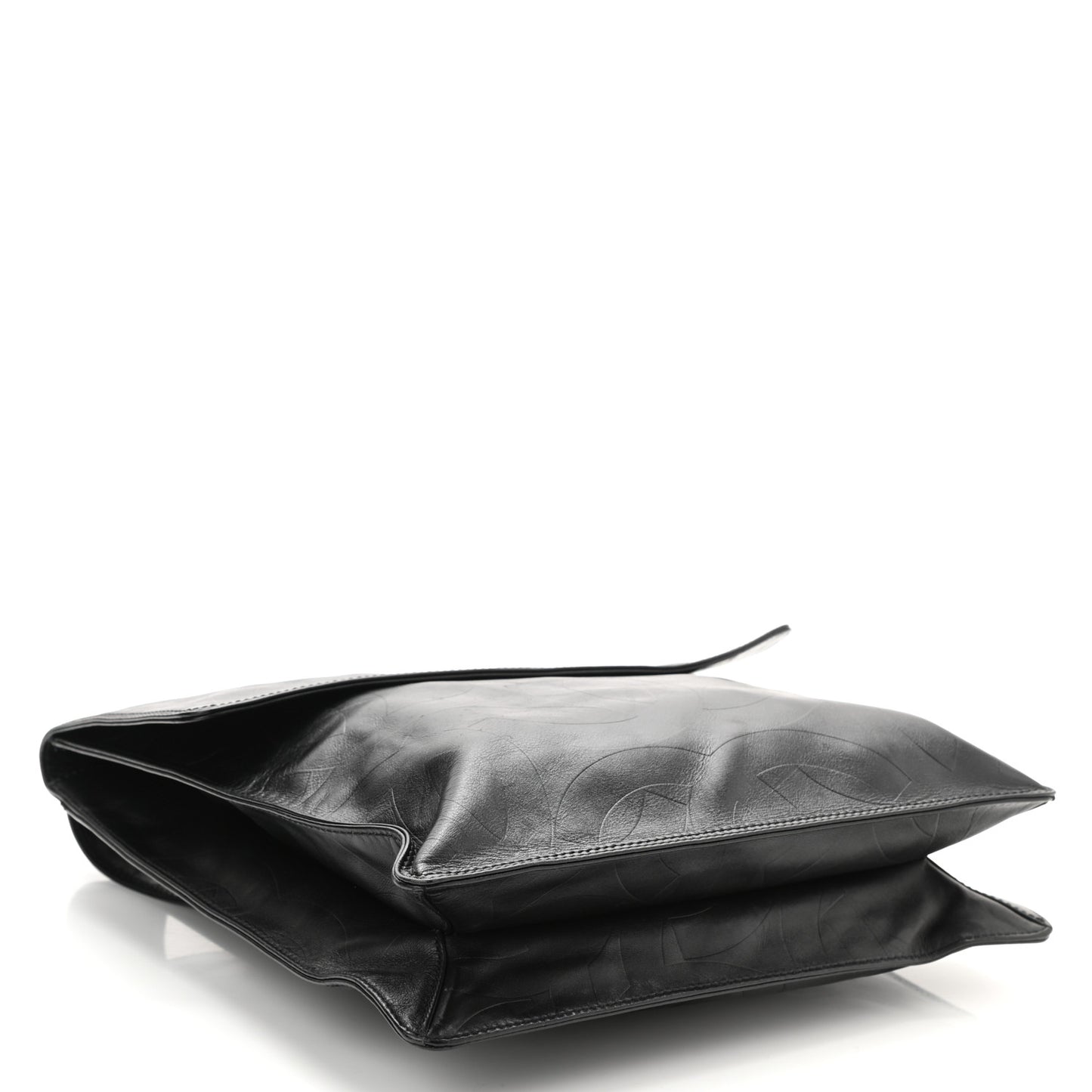 Calfskin Embossed CC Messenger Bag Black