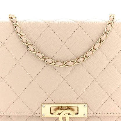 Chanel Caviar Quilted Golden Class Wallet On Chain WOC Light Beige 8 of 13