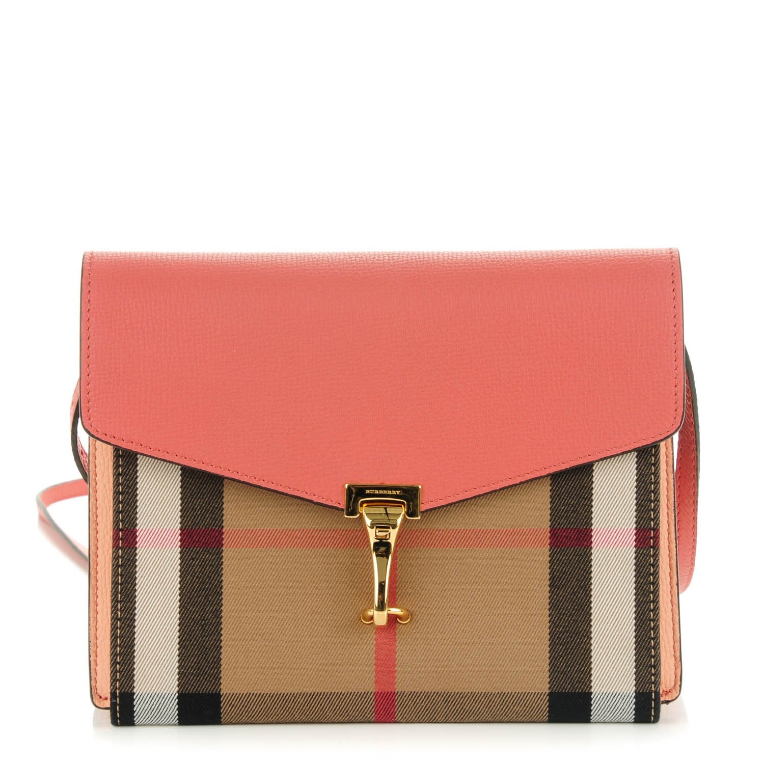 Burberry Derby Calfskin House Check Small Macken Crossbody Bag Copper Pink 1 of 8