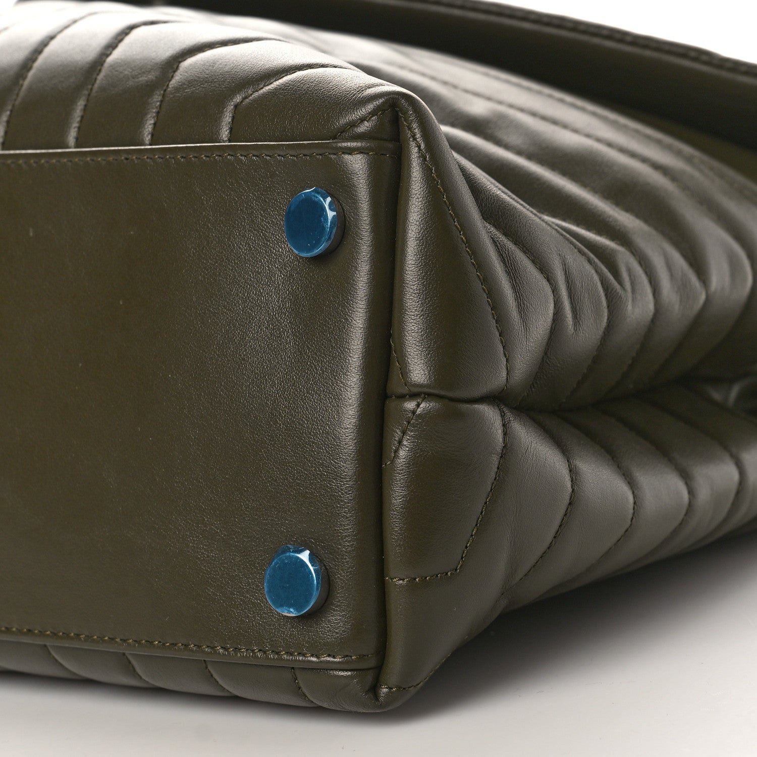 Saint Laurent Calfskin Y Quilted Monogram Large Loulou Chain Satchel Kaki Fonce 9 of 9