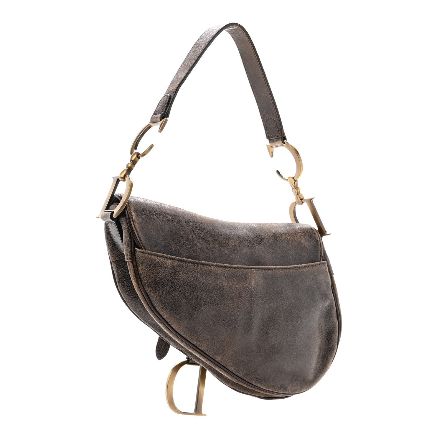 Christian Dior Distressed Calfskin Saddle Bag Brown 3 of 12
