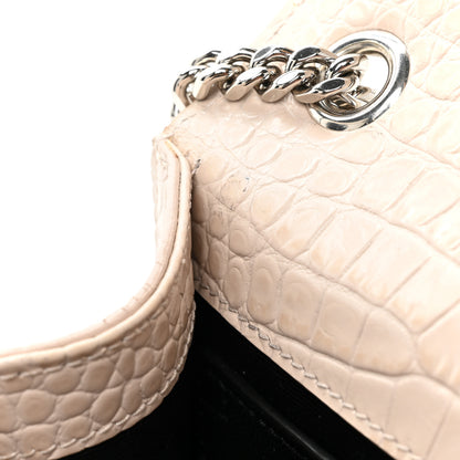 Saint Laurent Calfskin Crocodile Embossed Small Classic Monogram Kate Tassel Satchel Crema Soft 11 of 22