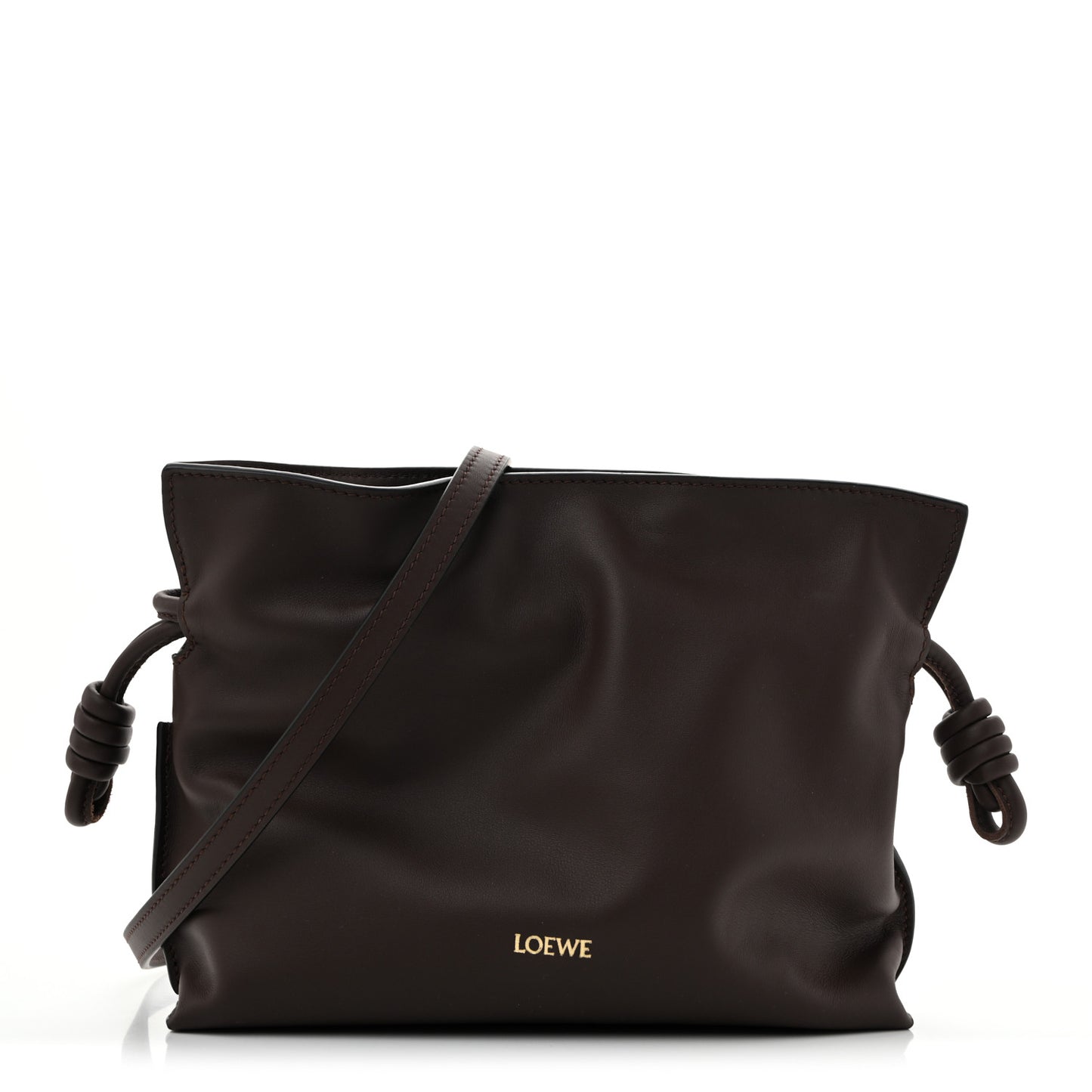 Calfskin Mini Flamenco Knot Clutch Chocolate