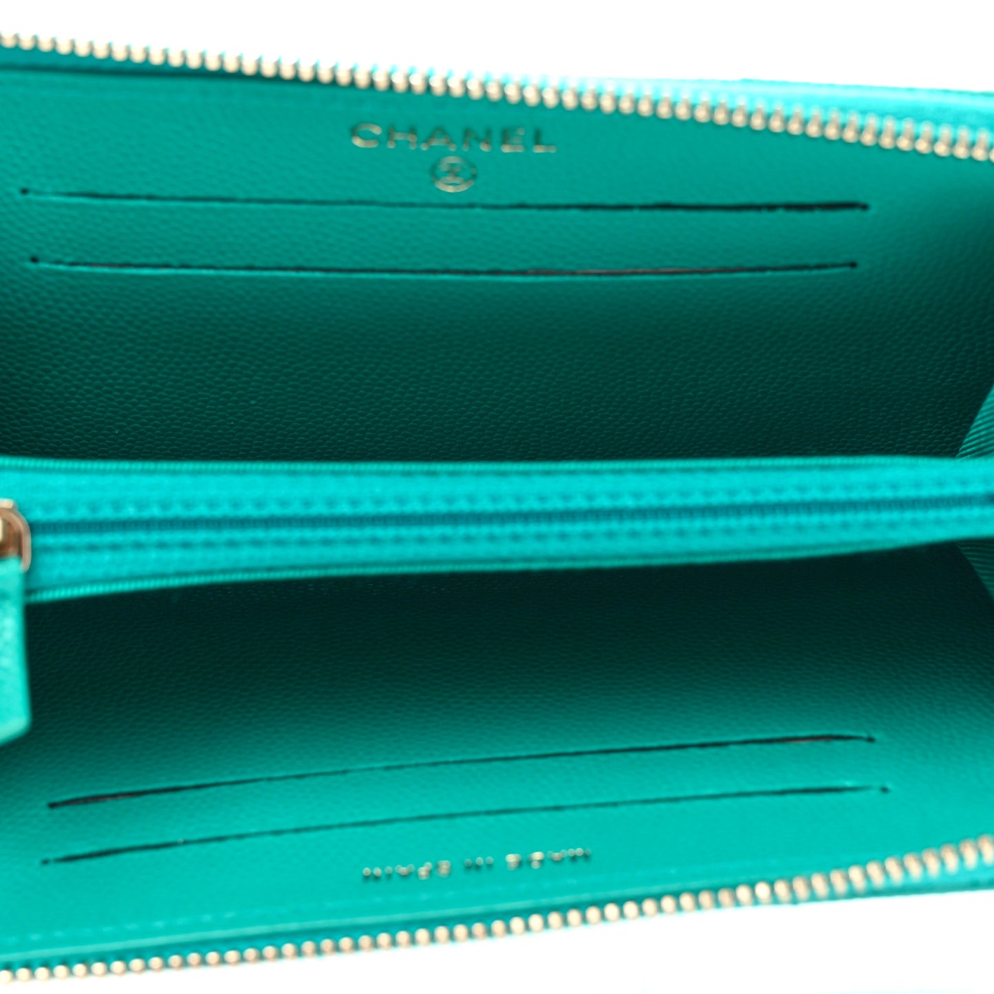 Caviar Quilted Small Zip Around Wallet Turquoise