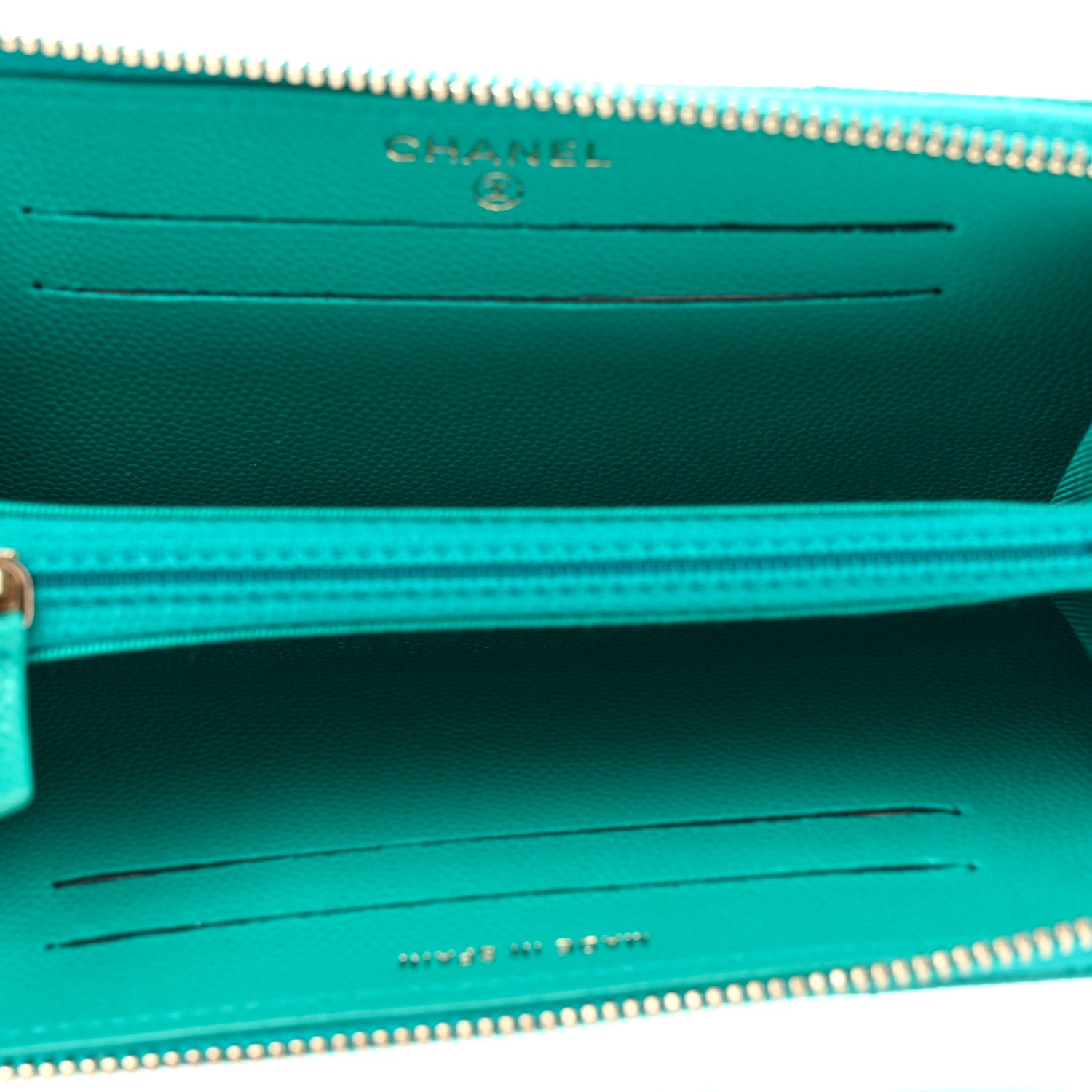 Chanel Caviar Quilted Small Zip Around Wallet Turquoise 4 of 8