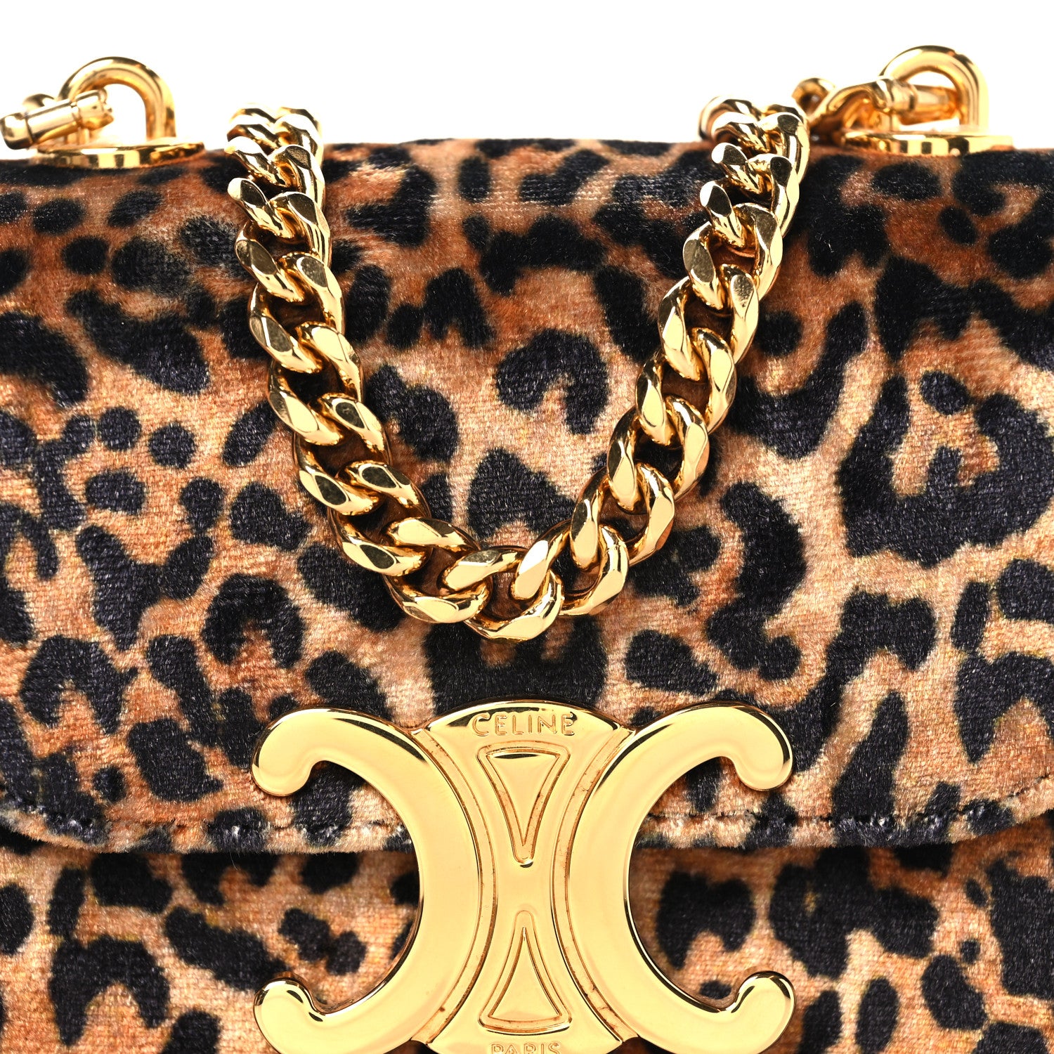 FENDI CHANEL CELINE 袋　ガーメント Celine Velvet Leopard Print Mini Triomphe Multicolor 1878761