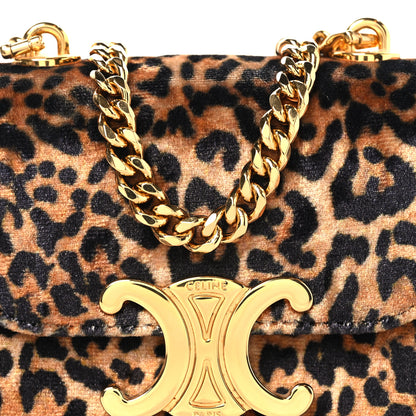 Celine Velvet Leopard Print Mini Triomphe Multicolor 7 of 9