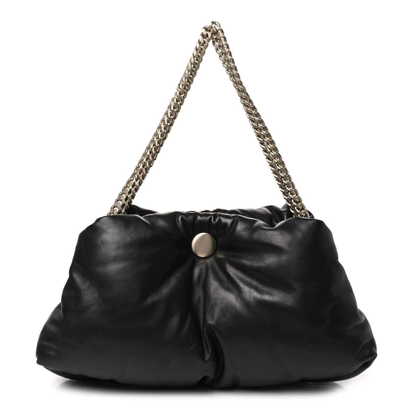 Lambskin Puffy Tobo Chain Shoulder Bag Black