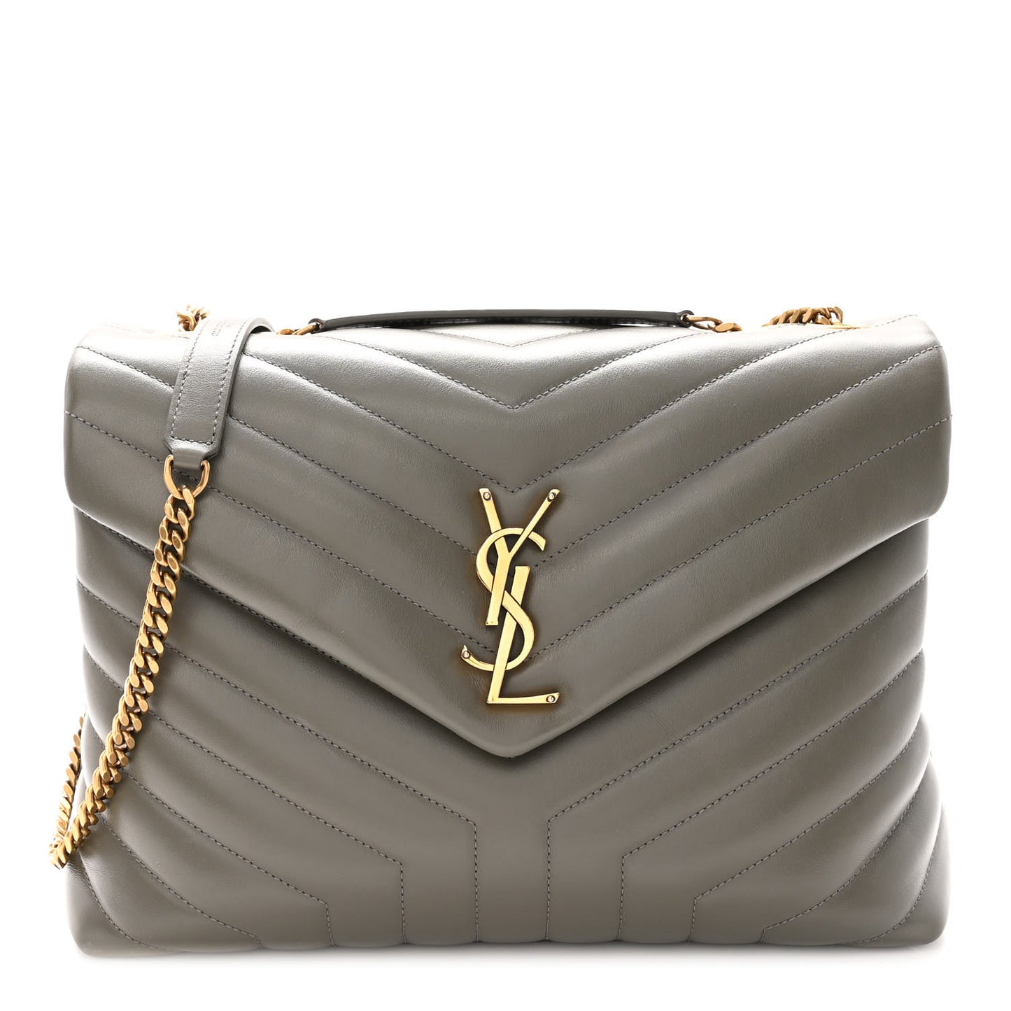 Calfskin Y Quilted Monogram Medium Loulou Chain Satchel Storm