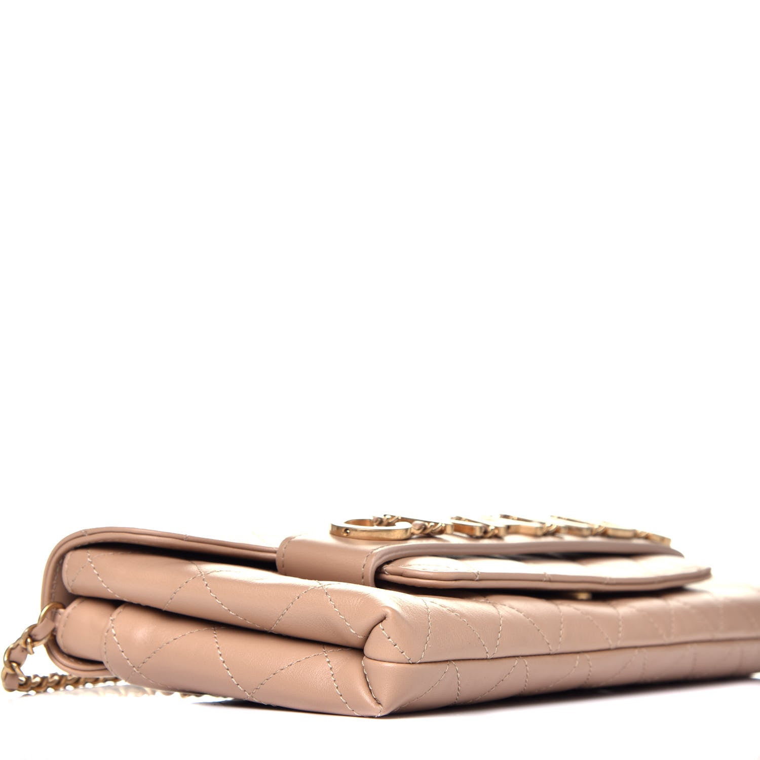 Chanel Calfskin Quilted Enchained Clutch Beige 8 of 9