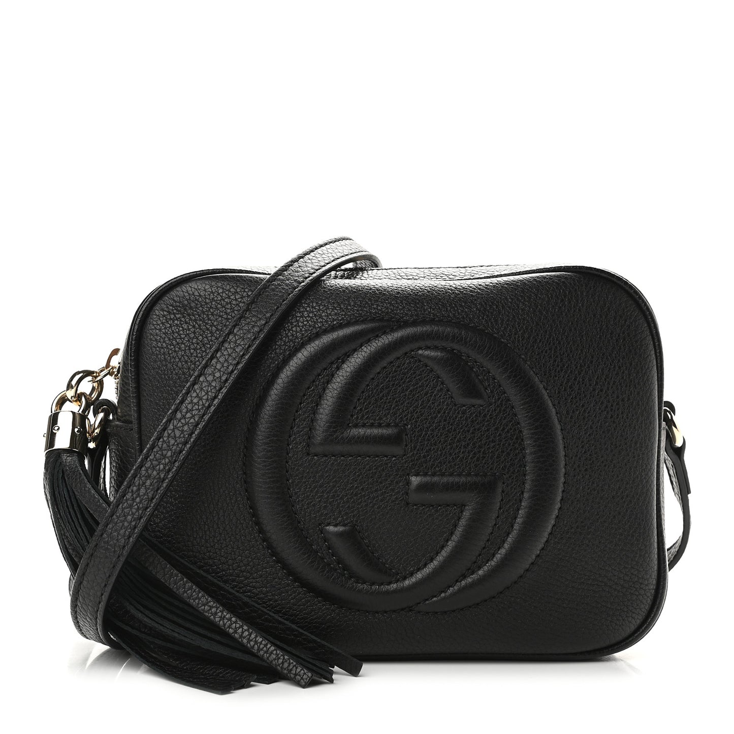 Pebbled Calfskin Small Soho Disco Bag Black