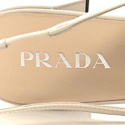 Prada Patent Decolette Logo Mary Jane 45mm Slingback Pumps 40 Beige 7 of 7