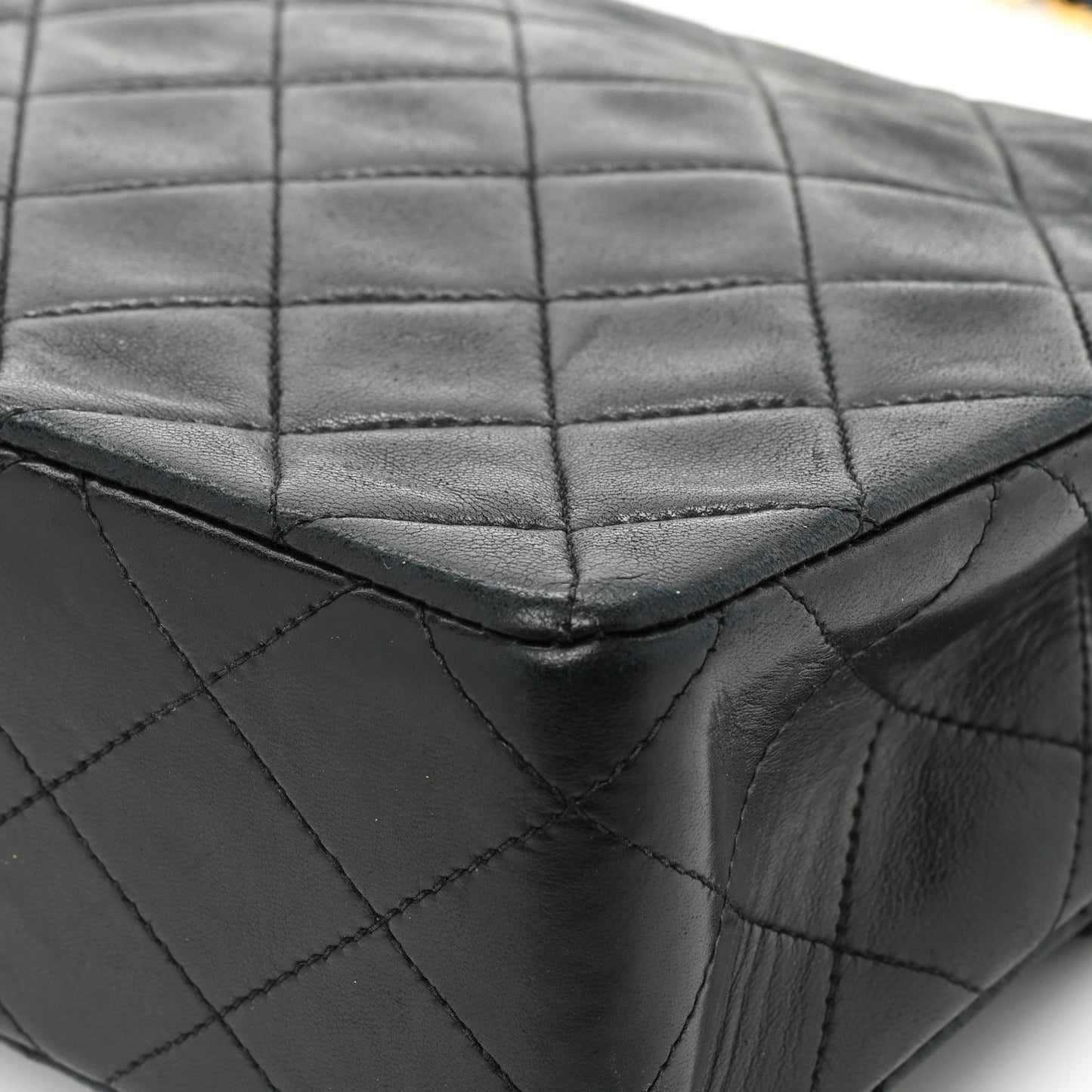 Lambskin Quilted Mini Square Flap Bag Black