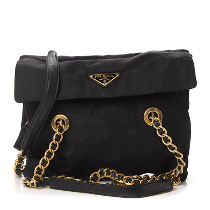 Prada Tessuto Nylon Chain Shoulder Bag Black 1 of 12