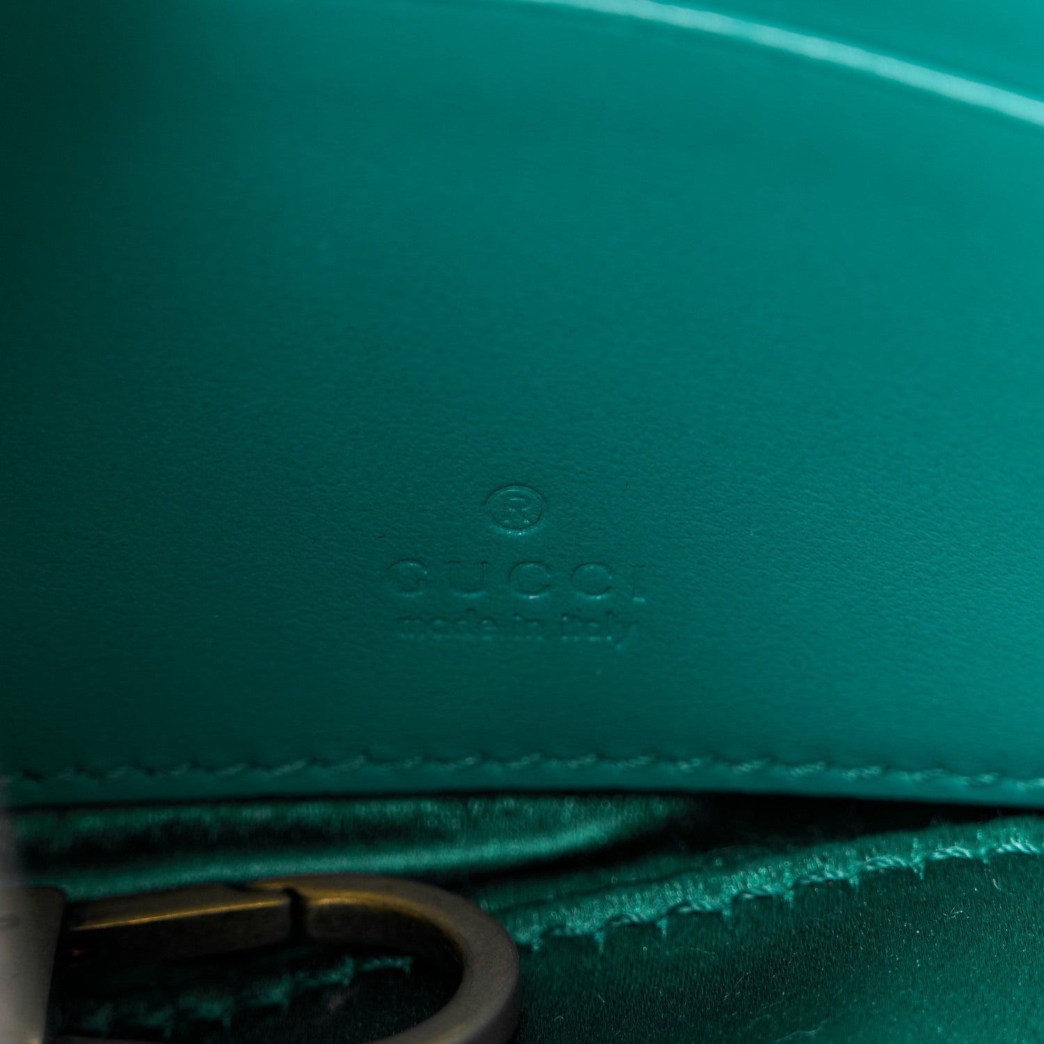 Gucci Velvet Matelasse Double G Studs Torchon GG Marmont Half Moon Hobo Marine Green 6 of 10