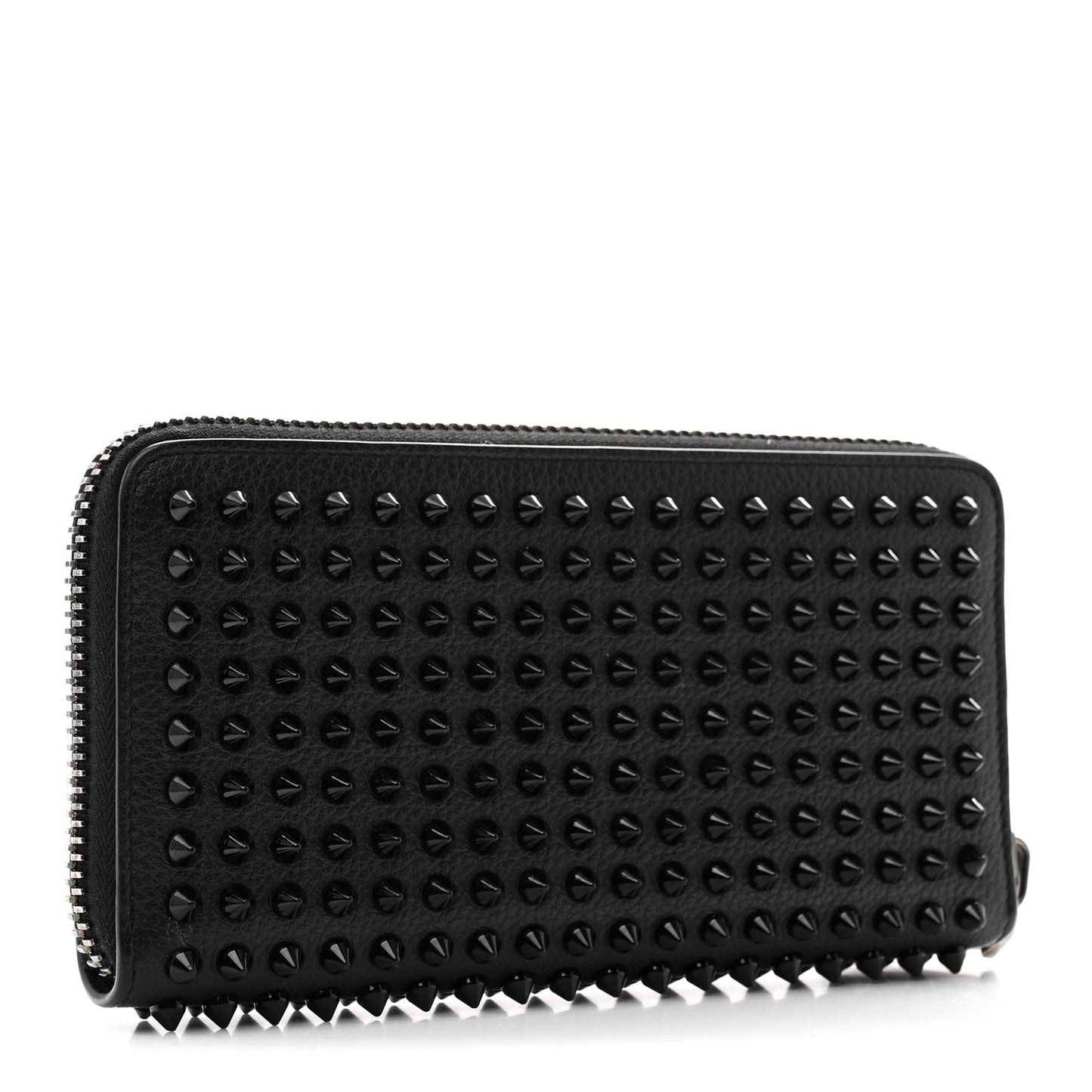 Calfskin Empire Panettone Spiked Zip Around Wallet Black
